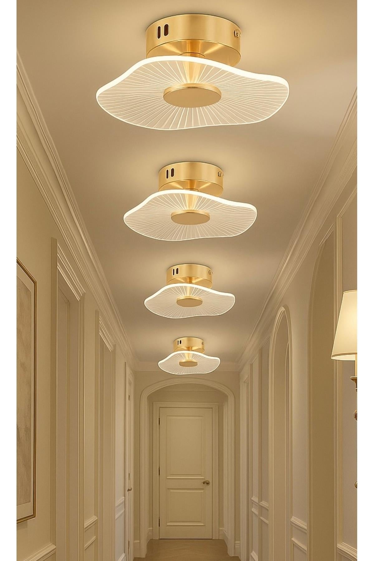 Modern Led Avize Plafonyer Tavan Avize Hol Antre Mutfak Avizesi French Gold 19Cm Çap