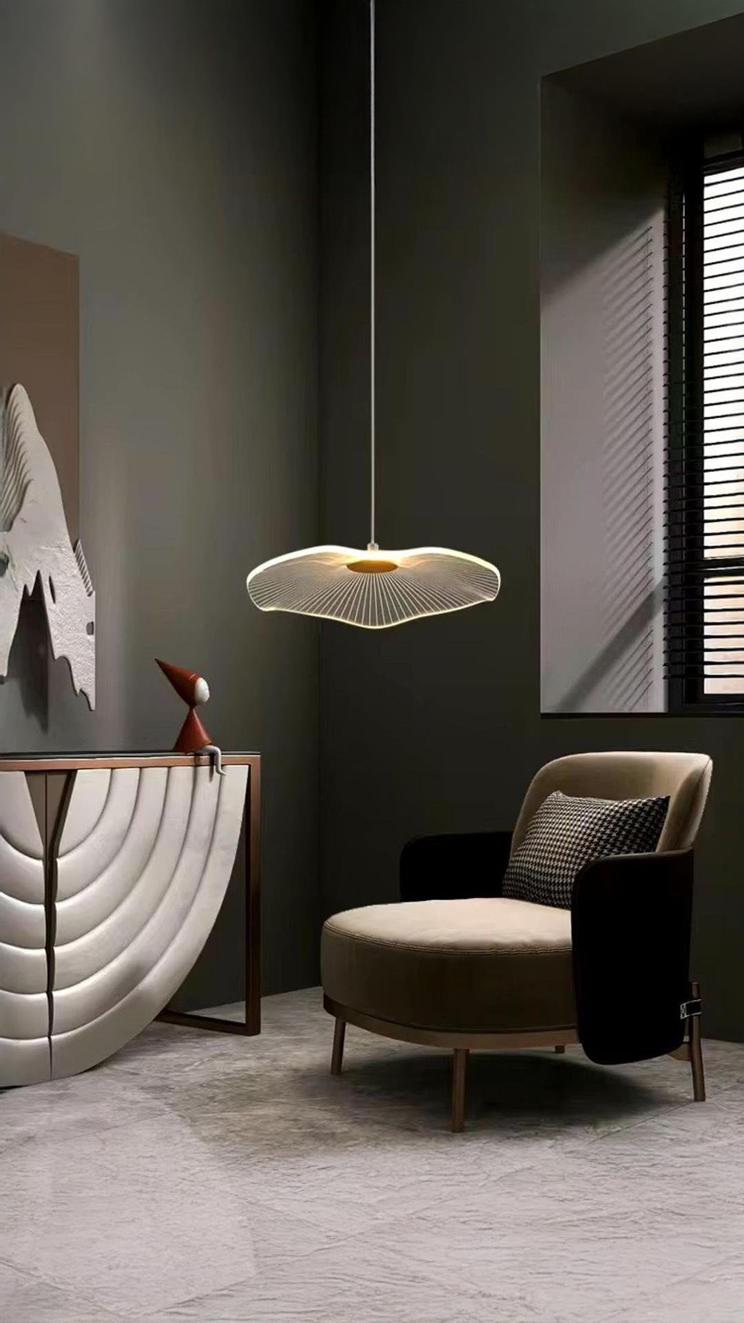 Modern Lotus Tekli Sarkıt Avize French Gold Sarı Power Led Avize Warm White