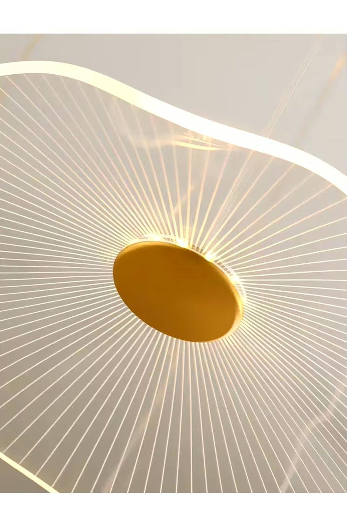 Modern Lotus Tekli Sarkıt Avize French Gold Sarı Power Led Avize Warm White