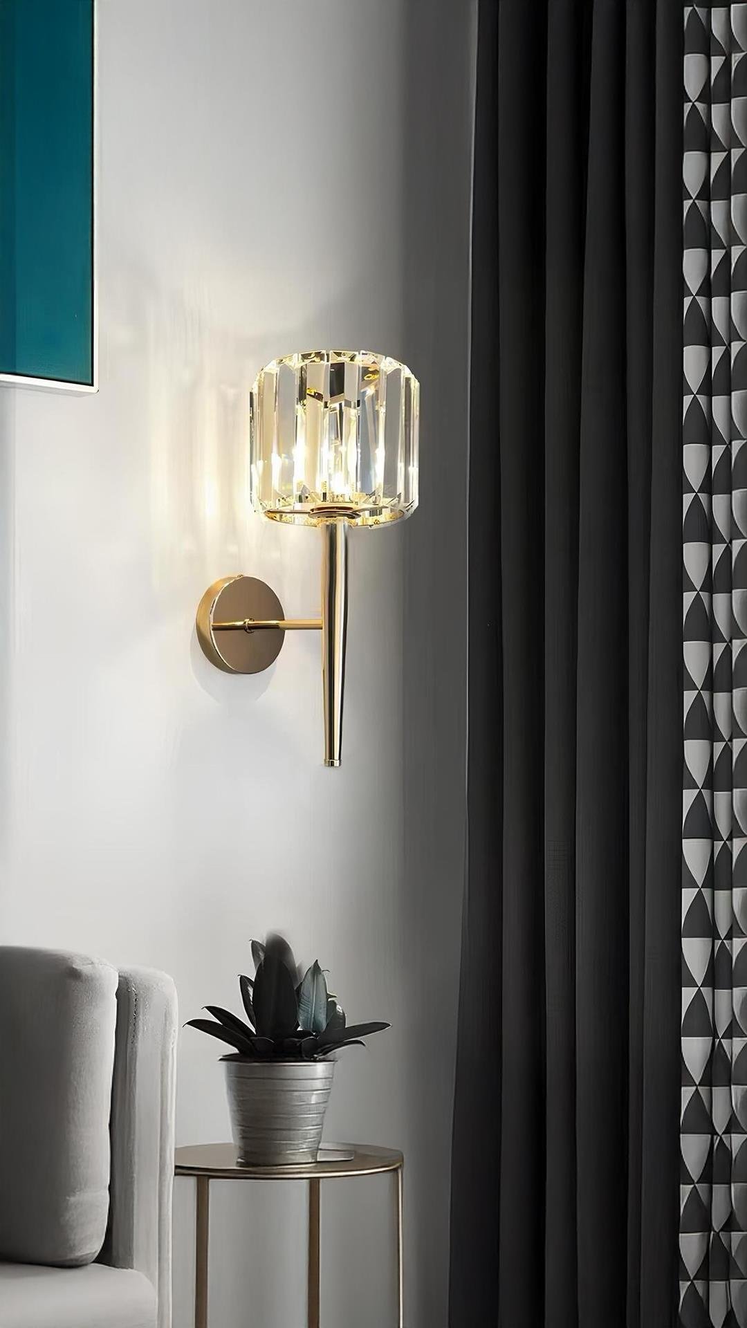 Modern Lüks Kristal Taşlı Aplik Elektrikle Çalışır Gold Sarı 1 Adet
