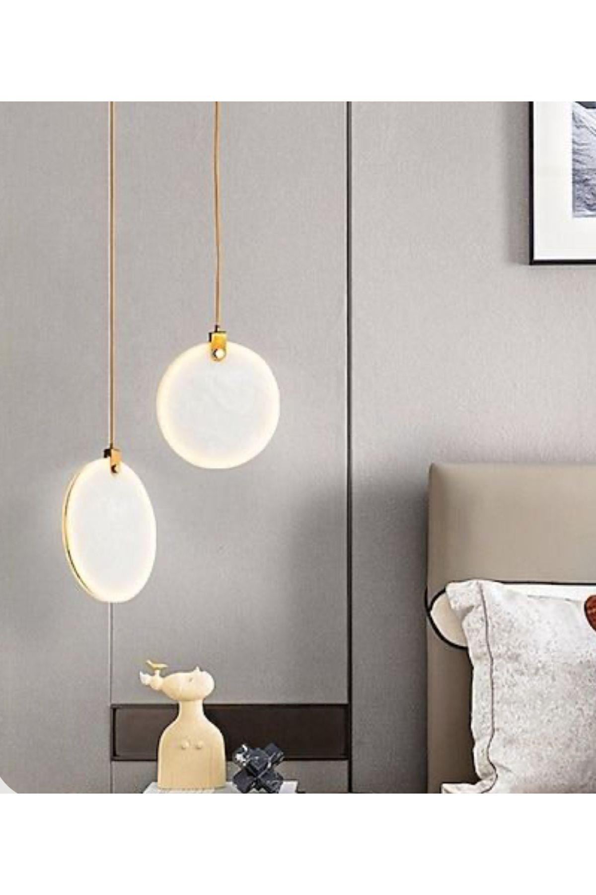 Modern Lüks Tasarım Marble Lighting Tekli Sarkıt Mermer Avize Eskitme Gold 1 Adet