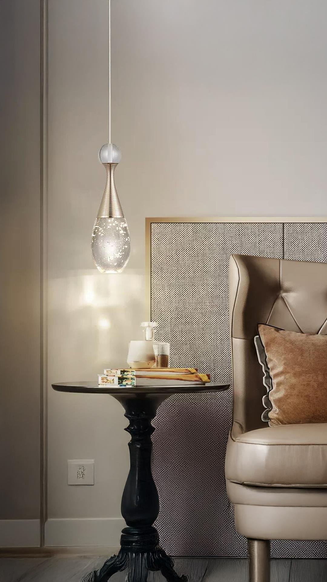 Modern Luxury Jadore Tekli Avize Kristal Taşlı Sarkıt Led Avize Gold Sarı