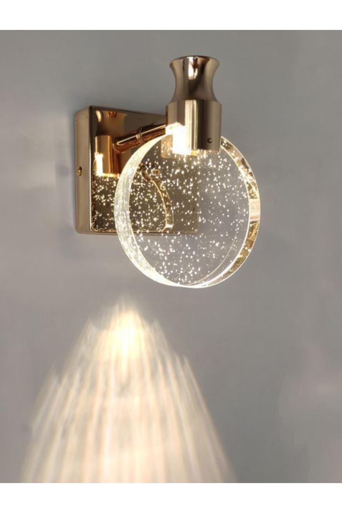 Modern Luxury Kristal Taşlı Led Aplik French Gold Sarı Elektrikli Aplik