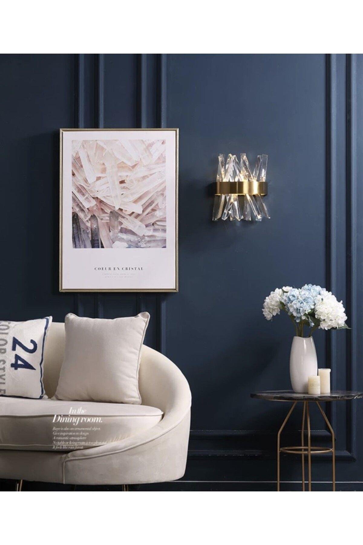 Modern Luxury Kristal Taşlı Ledli Aplik Gold Eskitme Concept Ürün
