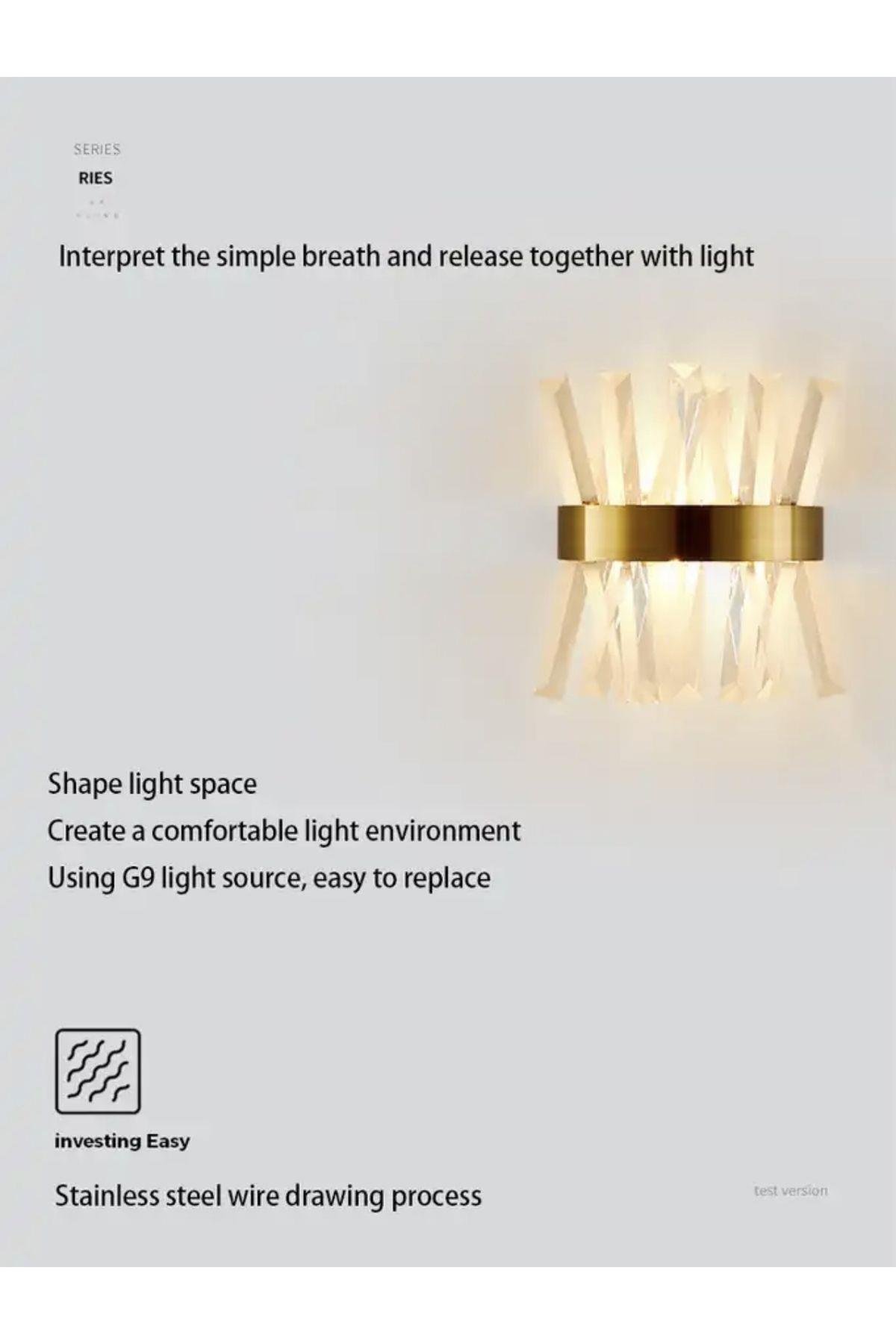 Modern Luxury Kristal Taşlı Ledli Aplik Gold Eskitme Concept Ürün