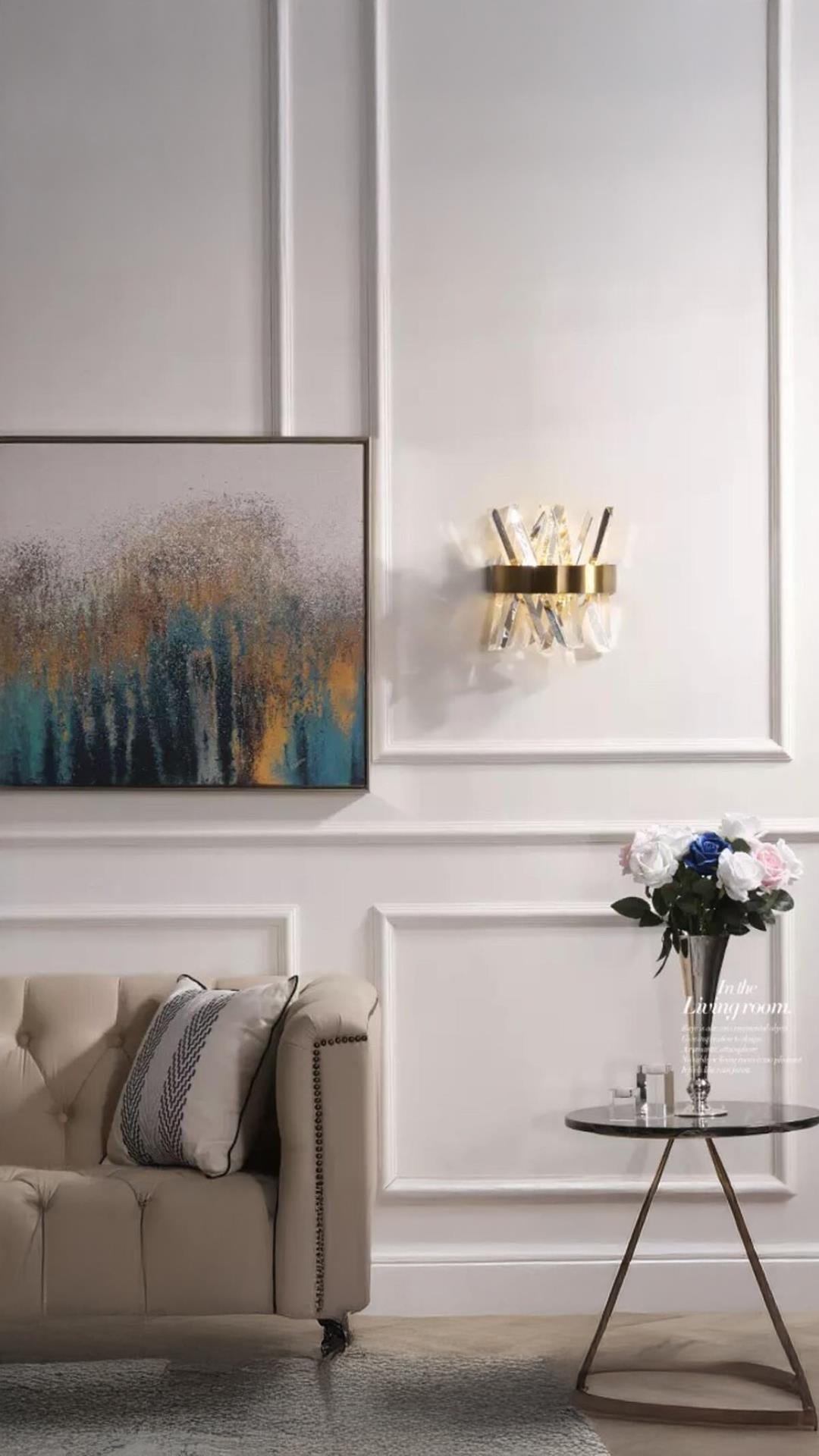 Modern Luxury Kristal Taşlı Ledli Aplik Gold Eskitme Concept Ürün