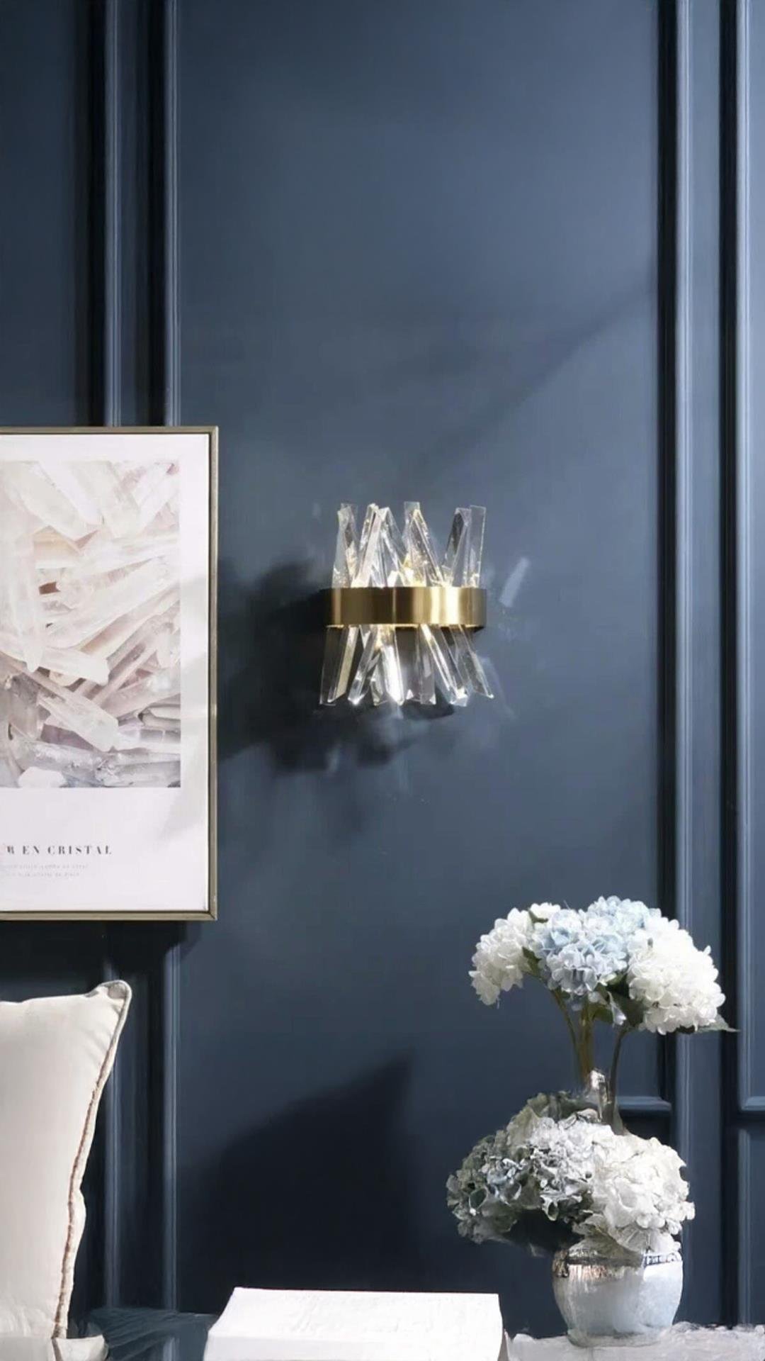 Modern Luxury Kristal Taşlı Ledli Aplik Gold Eskitme Concept Ürün Eskitme