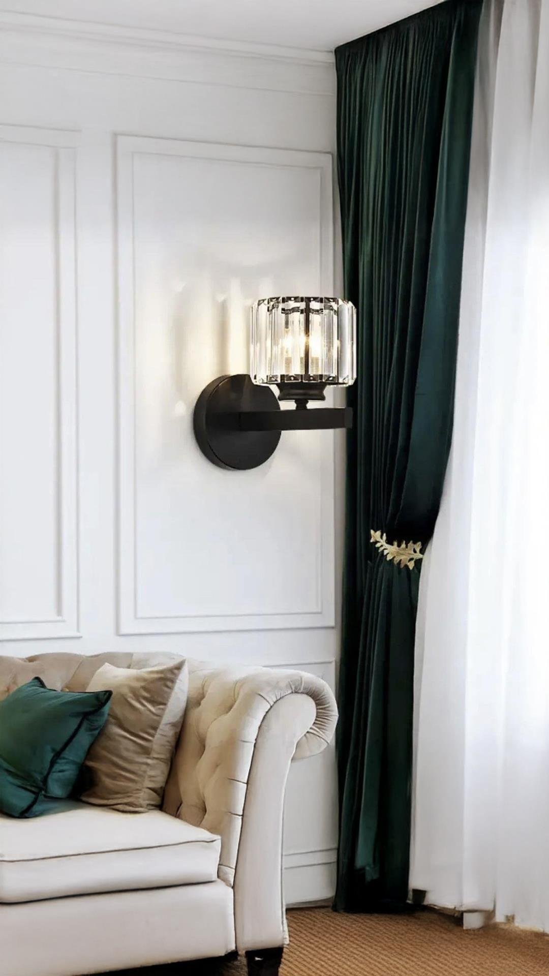 Modern Luxury Kristal Taşlı Pilli Aplik Eskitme Siyah Tak Çalıştır Harika Görsel