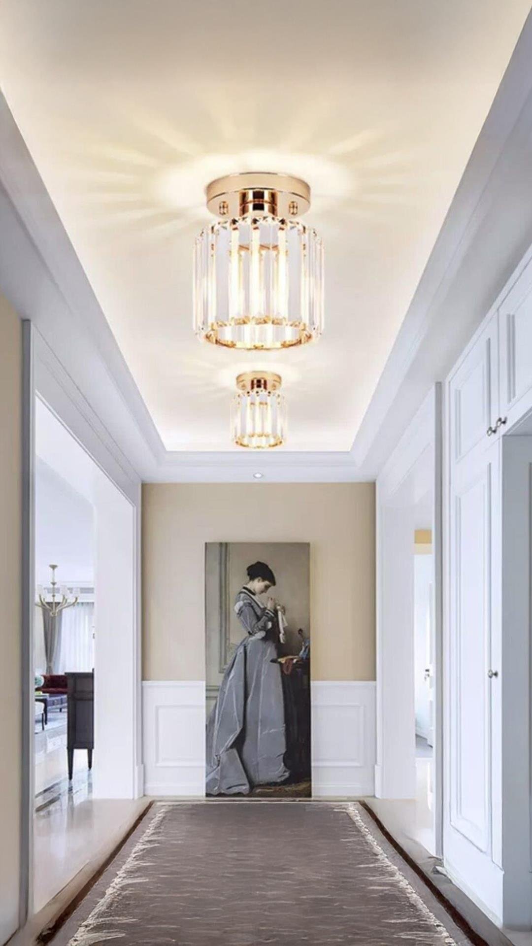 Modern Luxury Plafonyer Kristal Taşlı Avize Hol Antre Avize