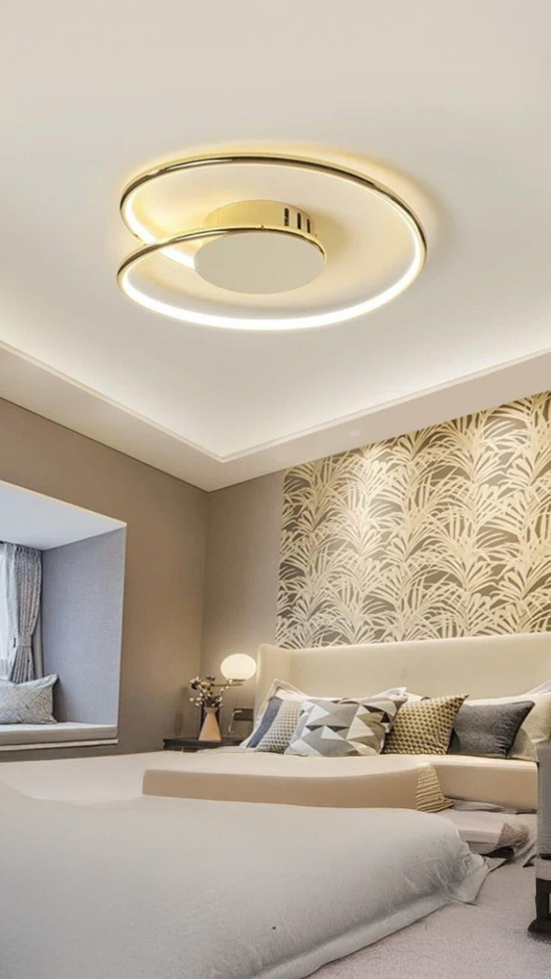 Modern Luxury Plafonyer Tavan Led Avize Gold Sarı Büyük Boy Ledli Avize