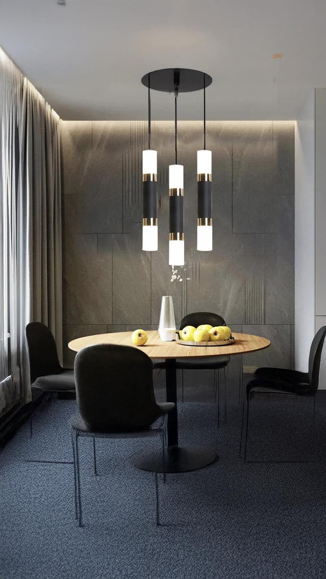 Modern Luxury Tasarım Led Avize Gold Sarı ve Siyah Detaylı