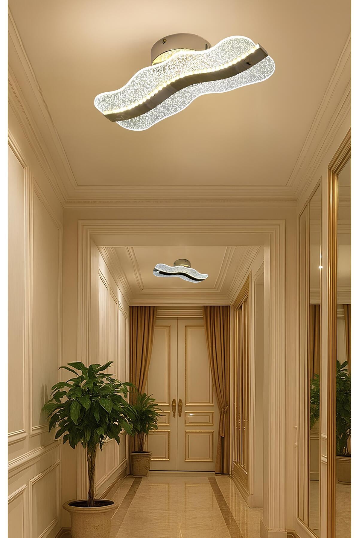 Modern Luxury Tasarım Mare Mosso Tavana Sıfır Led Avize Gold Sarı 28 Cm Çap