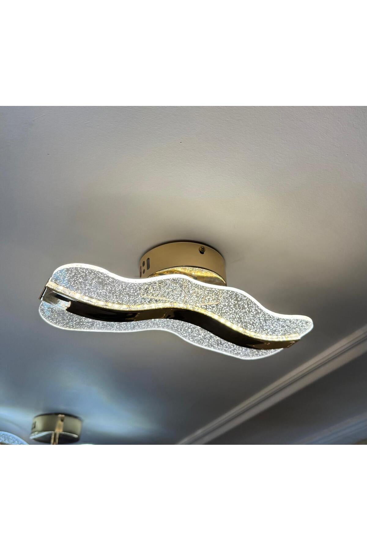 Modern Luxury Tasarım Mosso Mare Tavan Led Avize Gold Sarı 30 CM Çap 4000K Gün Işığı Ledli Avize