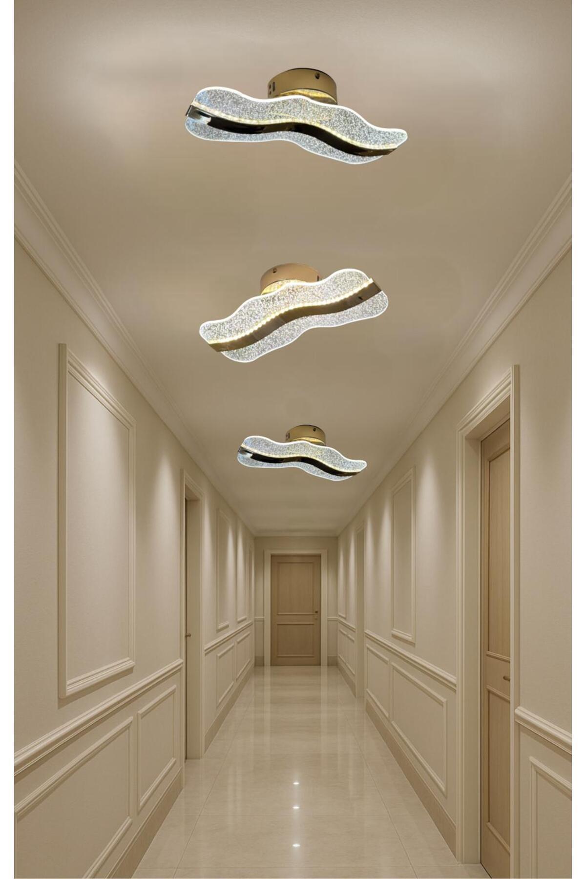 Modern Luxury Tasarım Mosso Mare Tavan Led Avize Gold Sarı 30 CM Çap 4000K Gün Işığı Ledli Avize