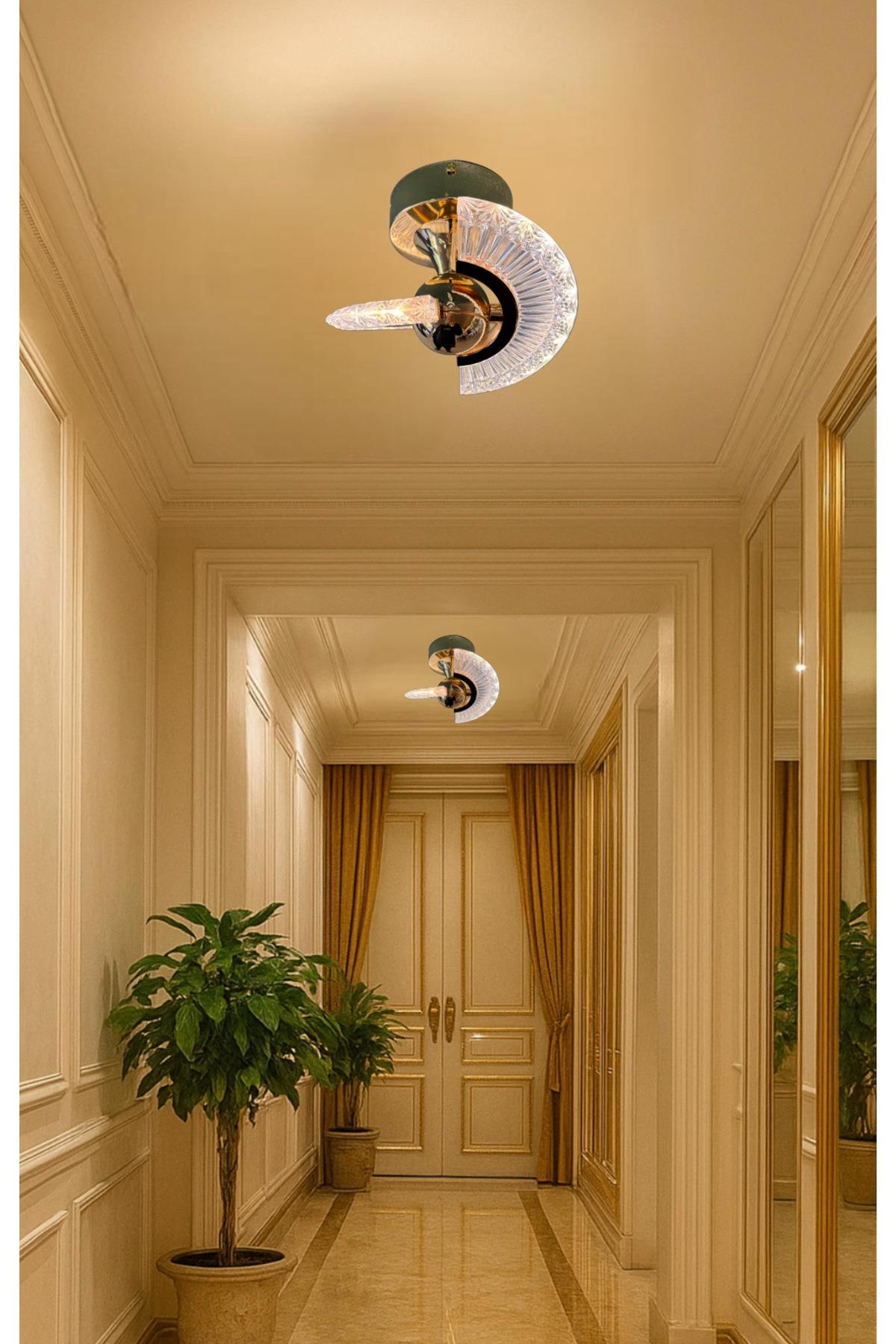 Modern Luxury Tasarım Oynar Başlıklı Elektrikli Ledli Duvar Apliği Gold Sarı Led Aplik