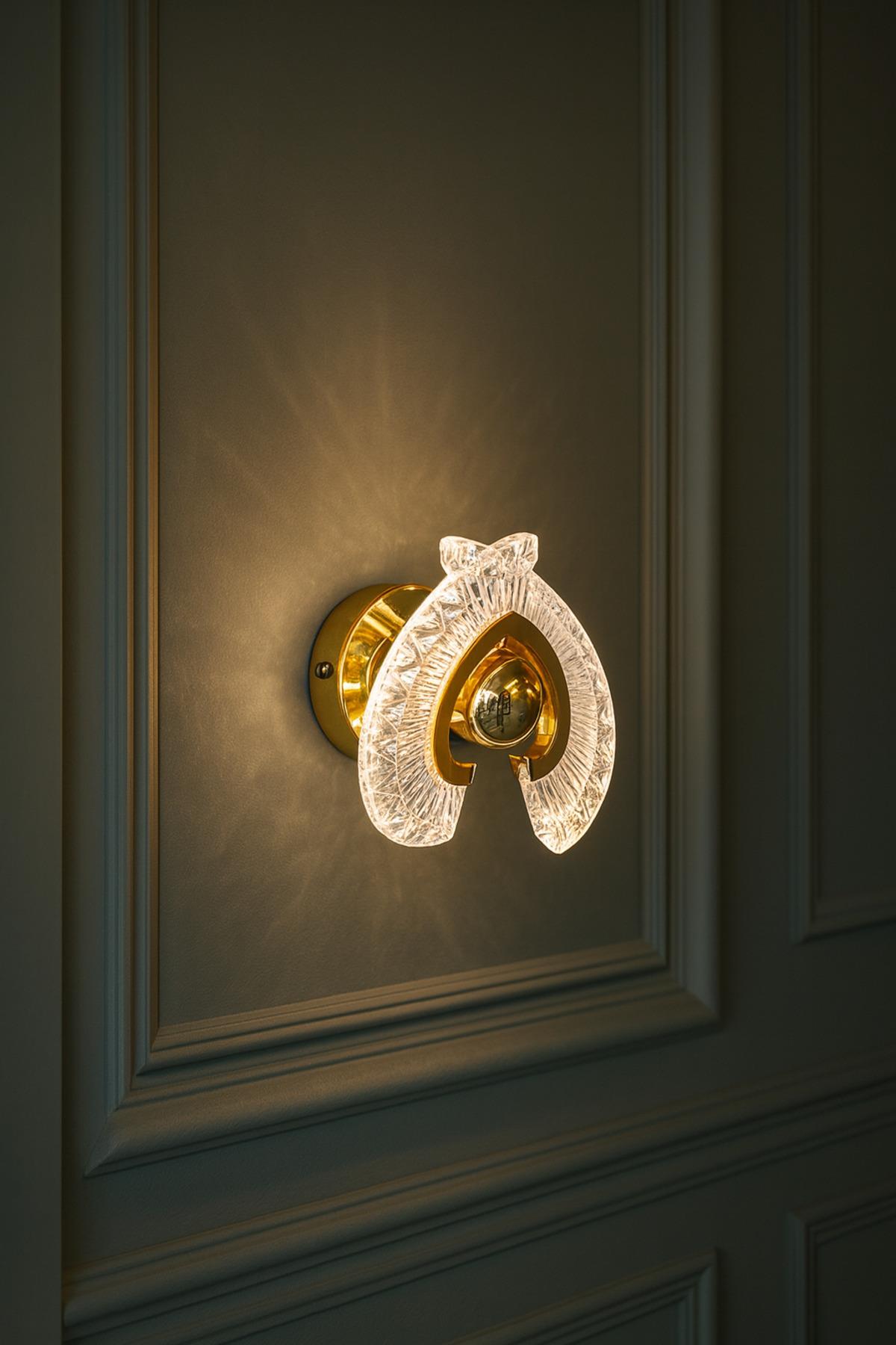 Modern Luxury Tasarım Oynar Başlıklı Elektrikli Ledli Duvar Apliği Gold Sarı Led Aplik