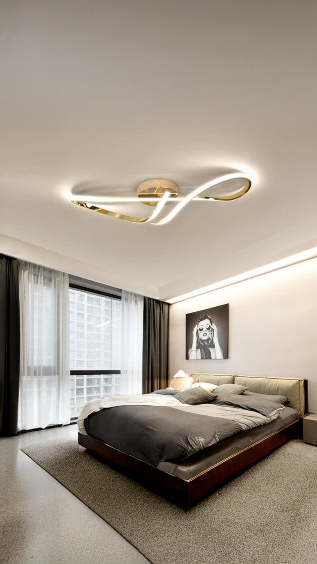 Modern Luxury Tasarım Plafonyer Led Avize Gold Sarı