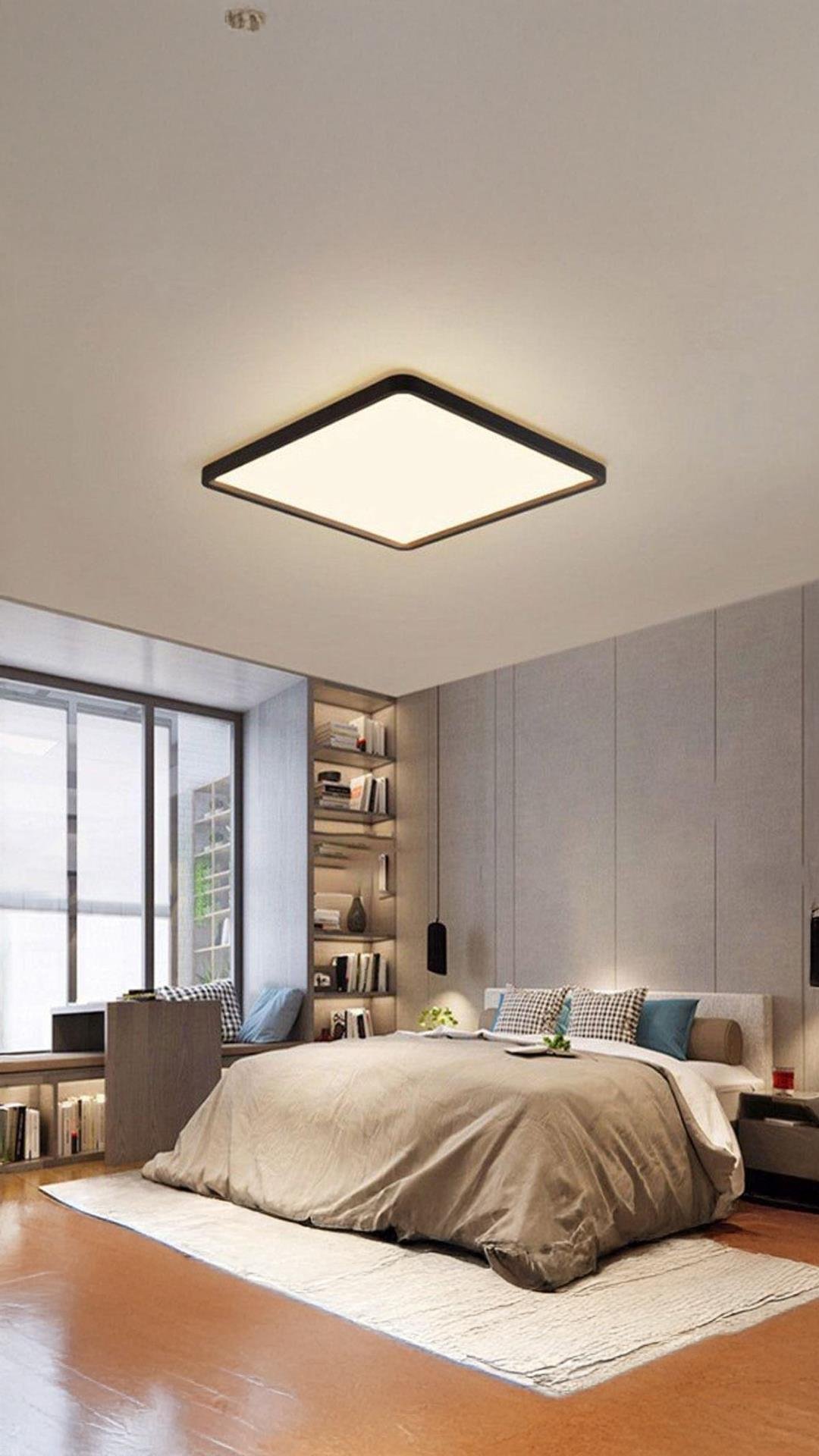 Modern Panel Led Avize Gün Işığı Salon Mutfak Oturma Odası Avize Mat Siyah Gövde 18w