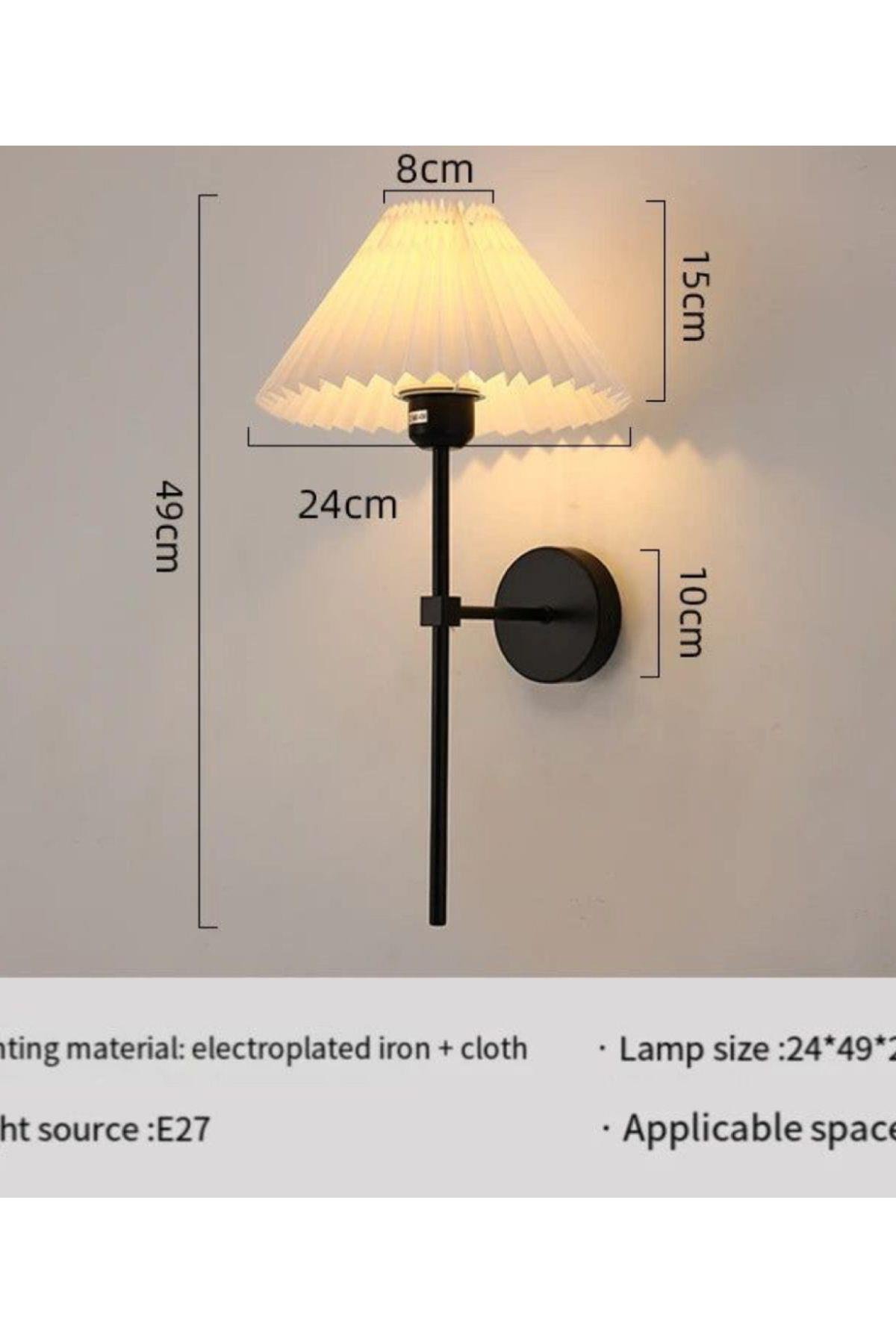 Modern Pilli Aplik Kablosuz Tak Çalıştır Krem Abajur Umbrella Aplik Siyah 1 Adet