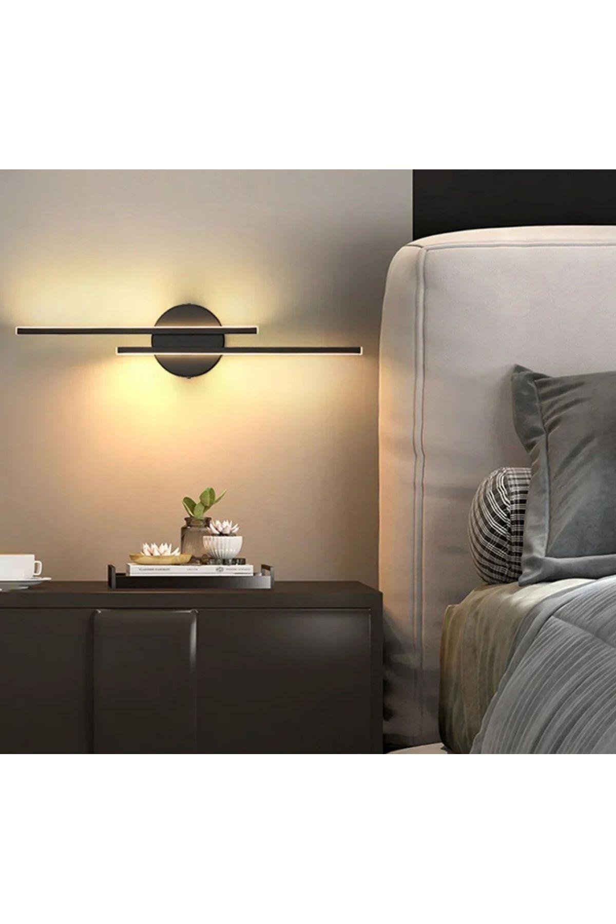Modern Pilli Aplik Tak Çalıştır Kablosuz Ledli Aplik Siyah Pil Dahildir