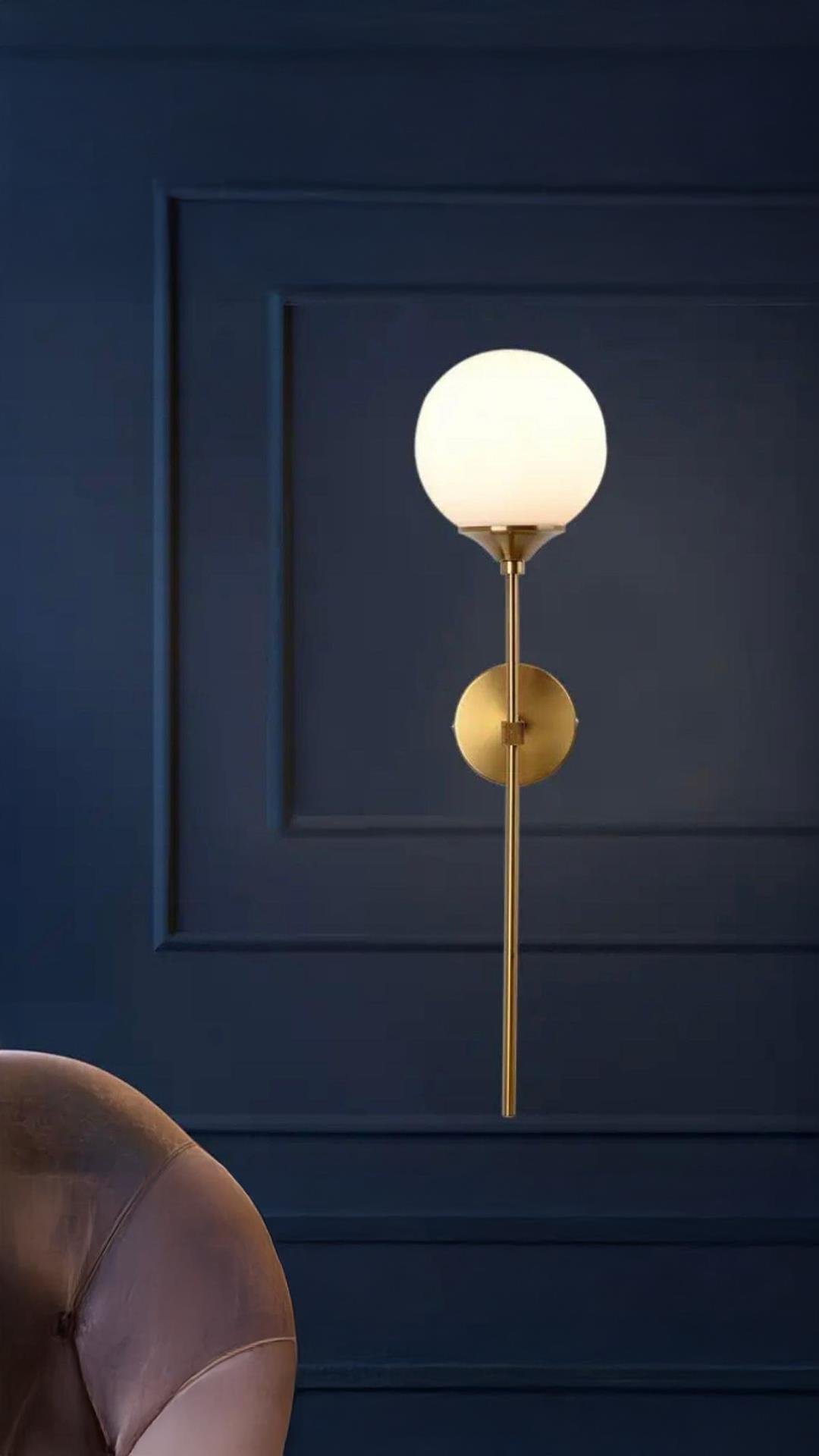 Modern Pilli Duvar Aplik Eskitme Gold Sarı Glop Camlı Pilli Power Led Aplik
