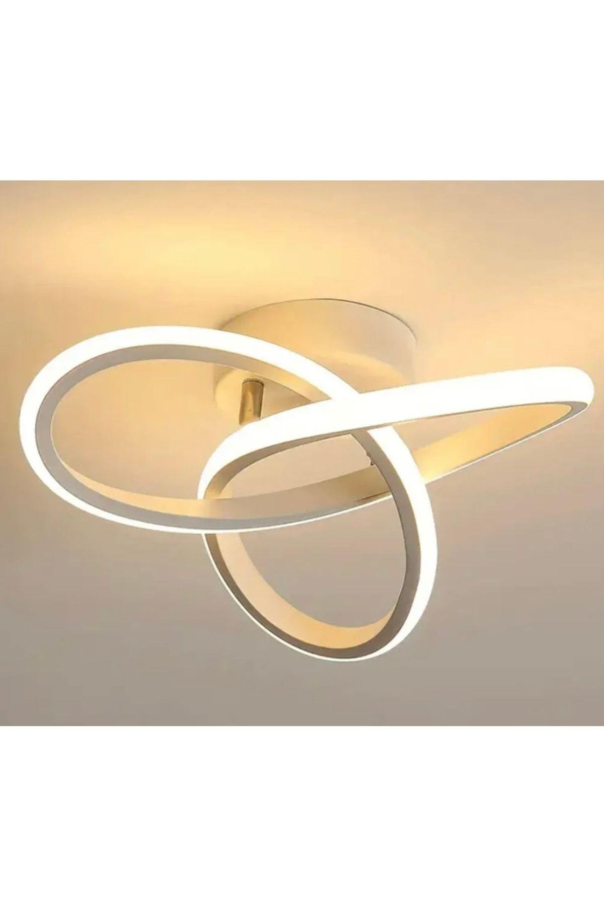 Modern Plafonyer Led Avize Beyaz 6500K Gövde Buz Beyazı Işık