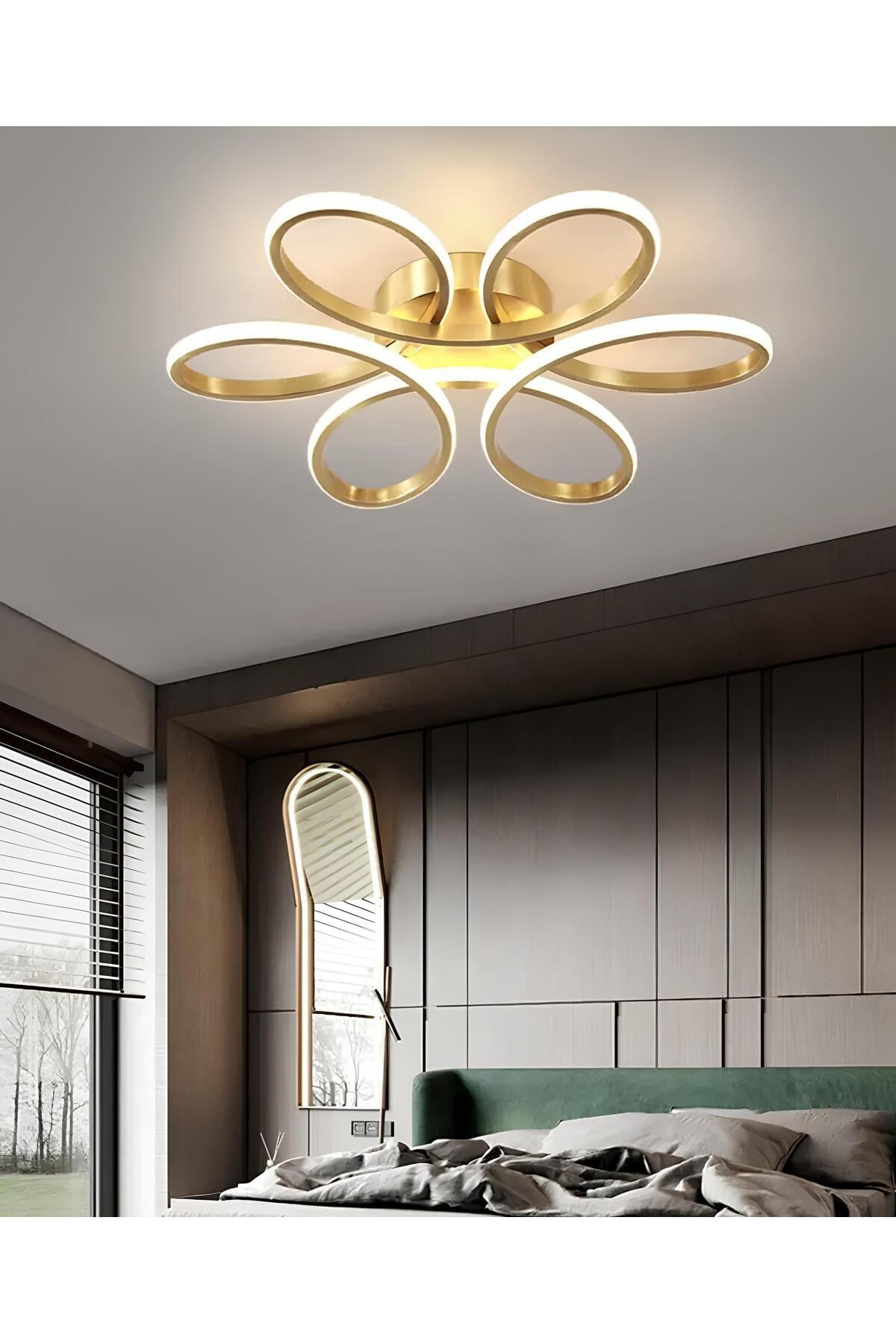 Modern Plafonyer Tavan Led Avize Margarita Ledli Avize Eskitme Gold