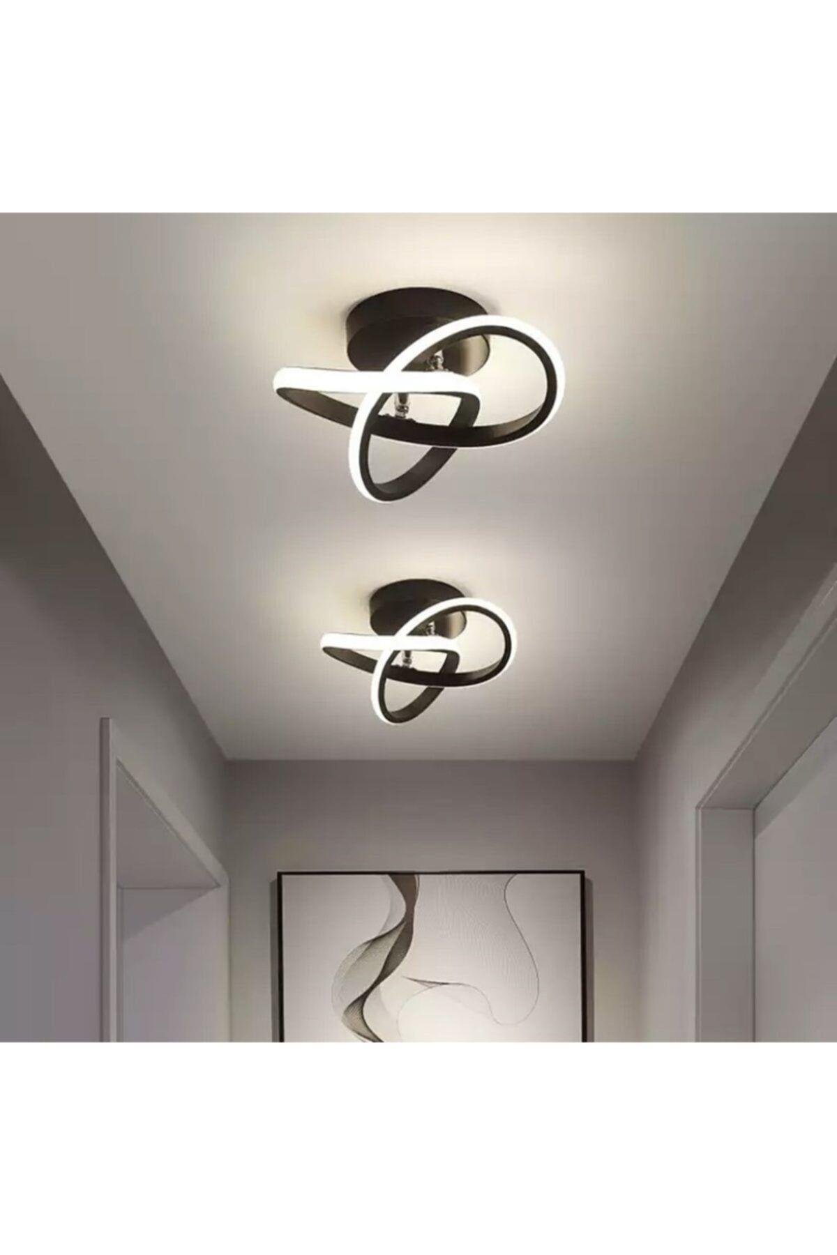 Modern Plafonyer Tavan Salon Mutfak Oturma Odası Avize Led Avize Siyah 2 Adet Set Fiyat