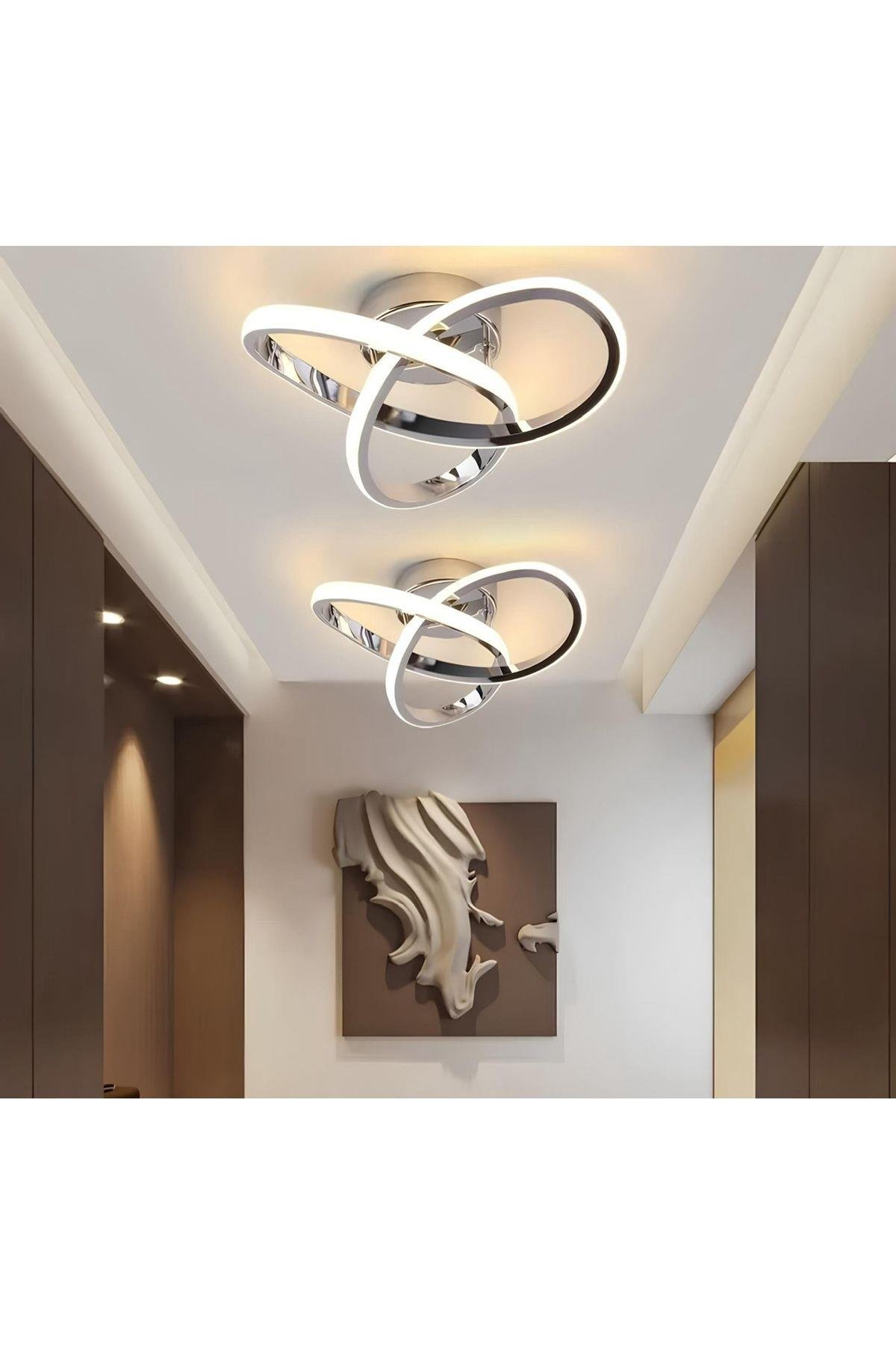 Modern Plafonyer Tavan Salon Mutfak Oturma Odası Avize Led Avize Siyah 2 Adet Set Fiyat