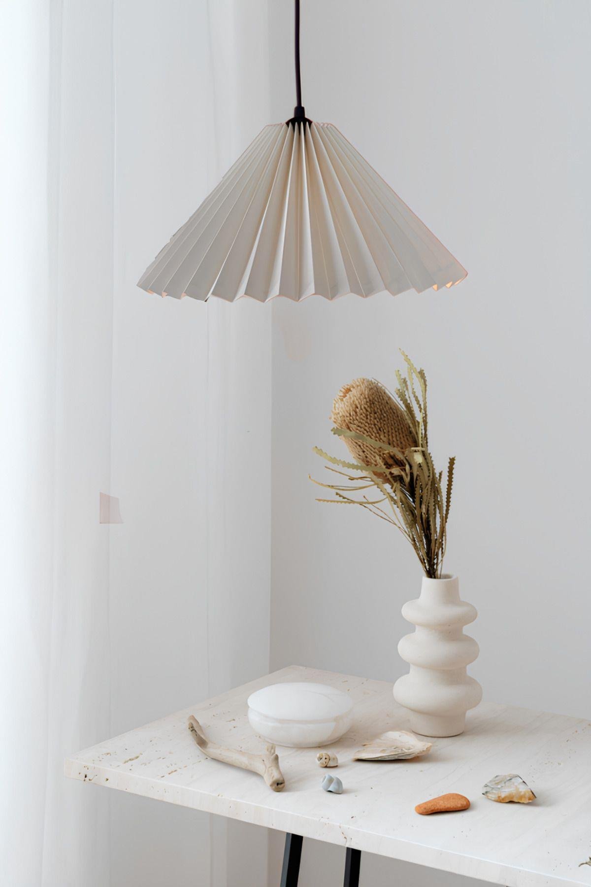 Modern Sarkıt Avize Seashell Avize Krem Renk Şık Görsellik Katar