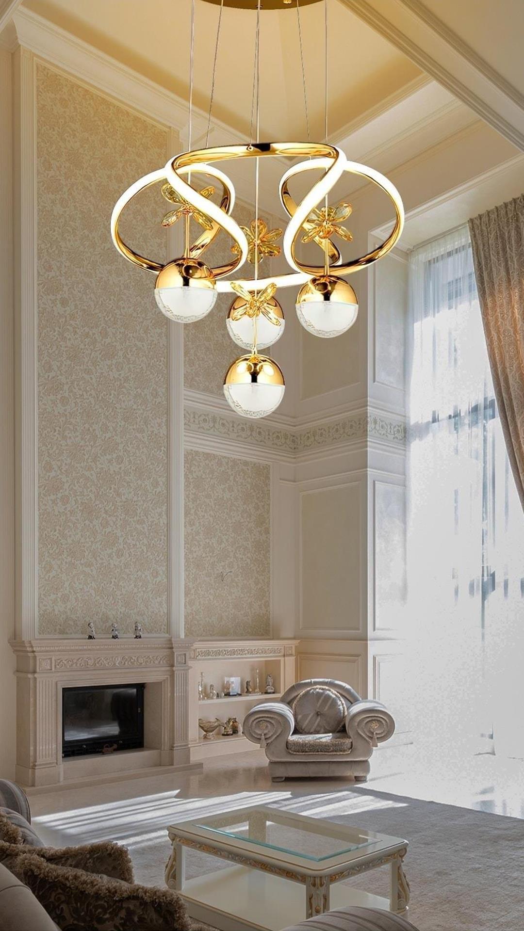 Modern Sarkıt Power Led Avize Kristal Kelebekli Taşlı Gold Sarı Ledli Avize