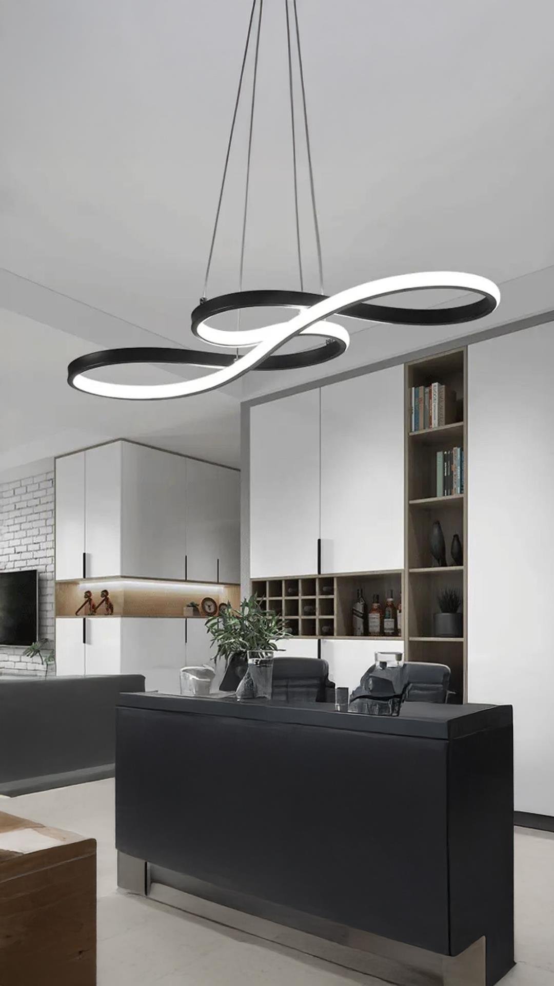 Modern Sarkıt Power Led Avize Siyah Concept Ürün Beyaz Işık