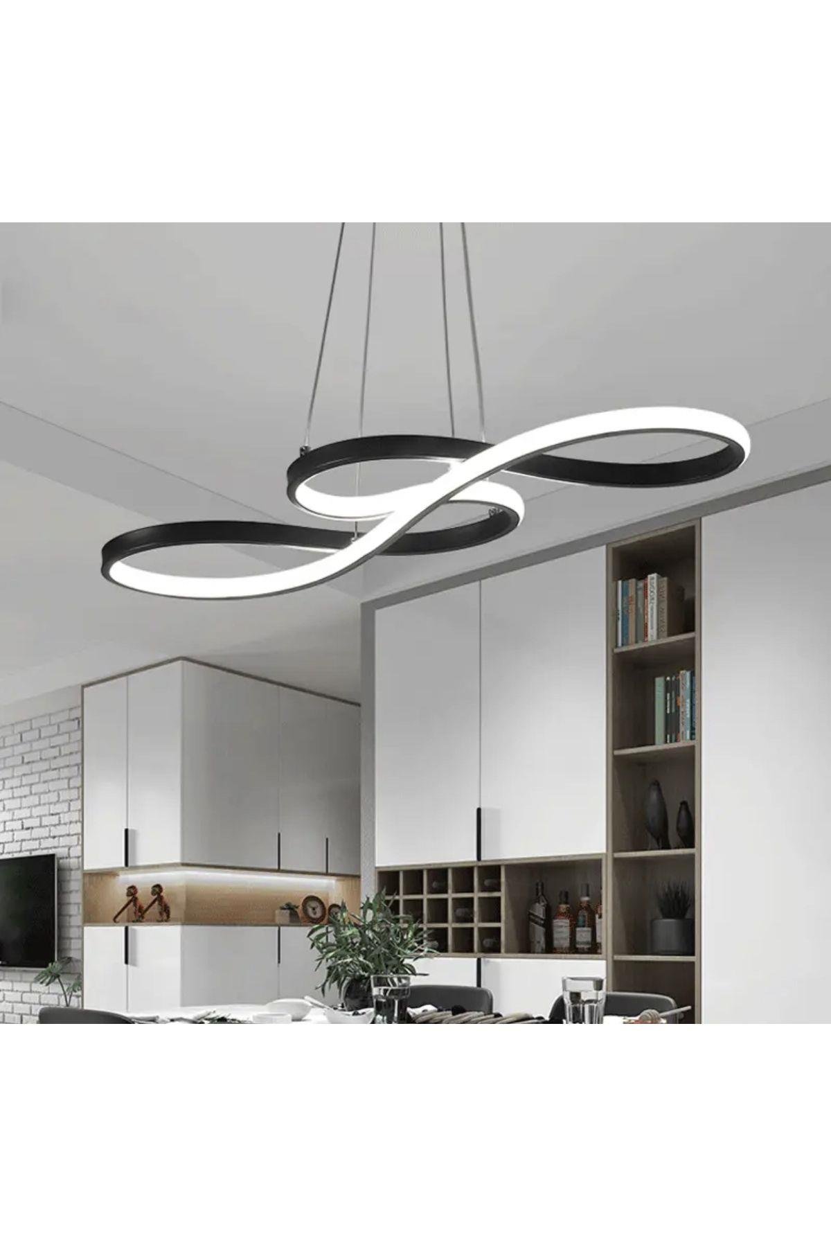 Modern Sarkıt Power Led Avize Siyah Concept Ürün Beyaz Işık