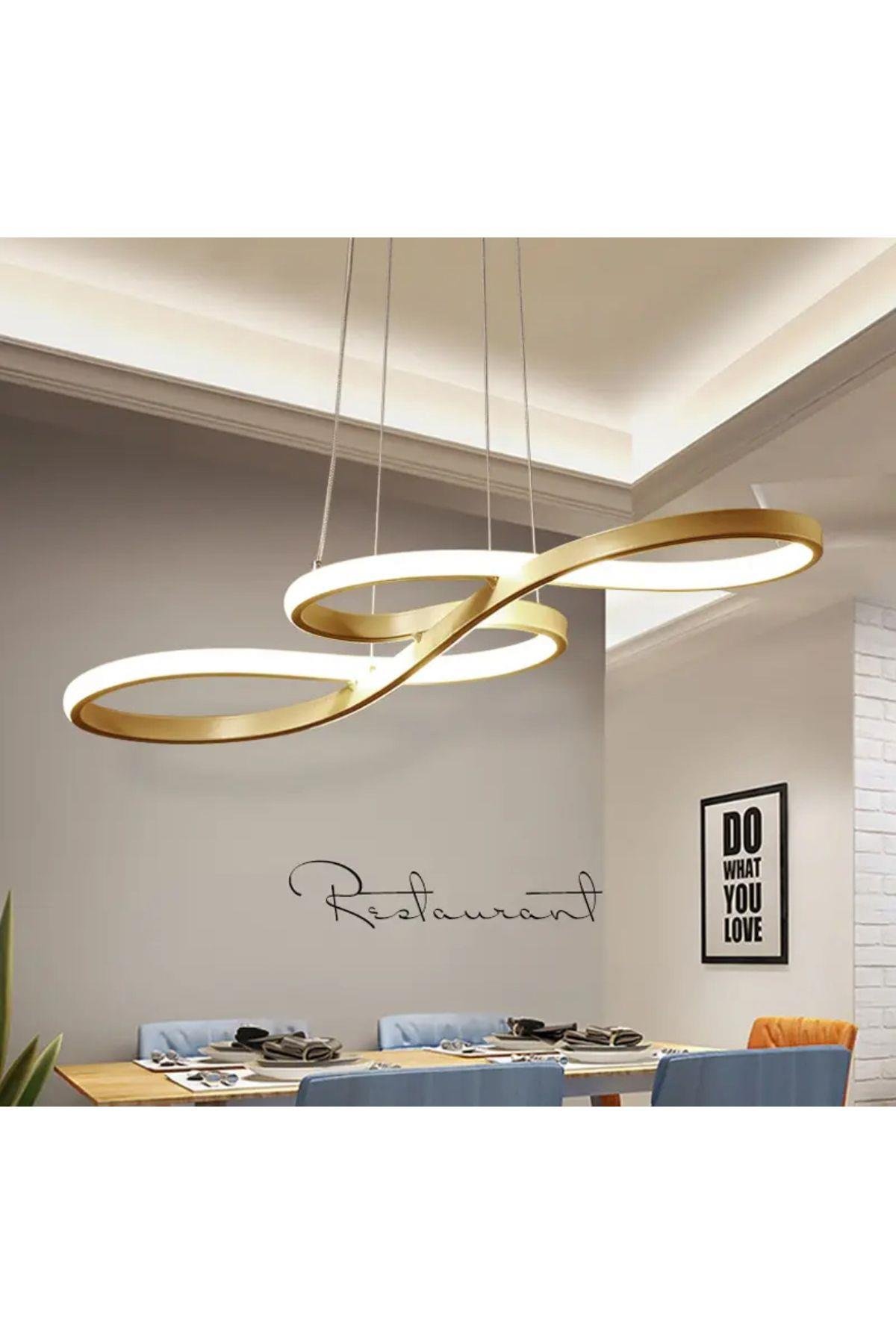 Modern Sarkıt Violino Power Led Avize Eskitme Gold Gün Işığı
