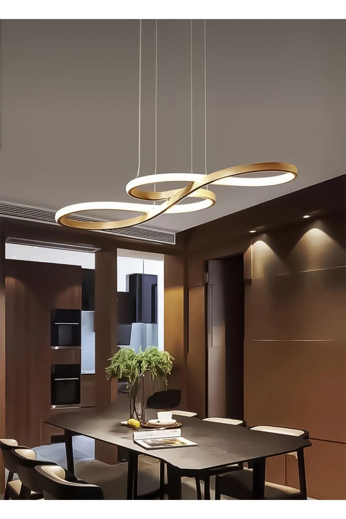 Modern Sarkıt Violino Power Led Avize Eskitme Gold Gün Işığı