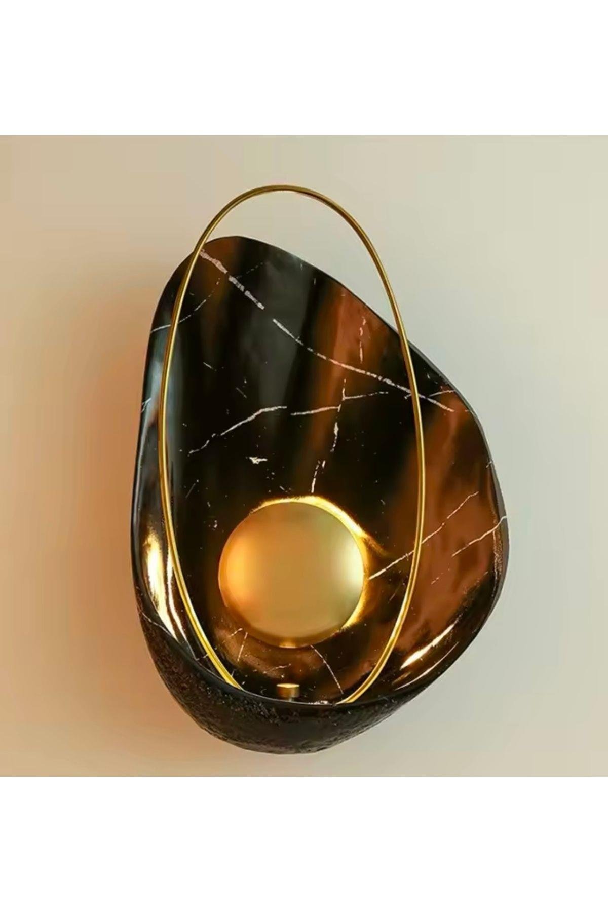 Modern Space Universe Duvar Aplik Siyah Gövde Gold Detaylı Elektrik İle Çalışır