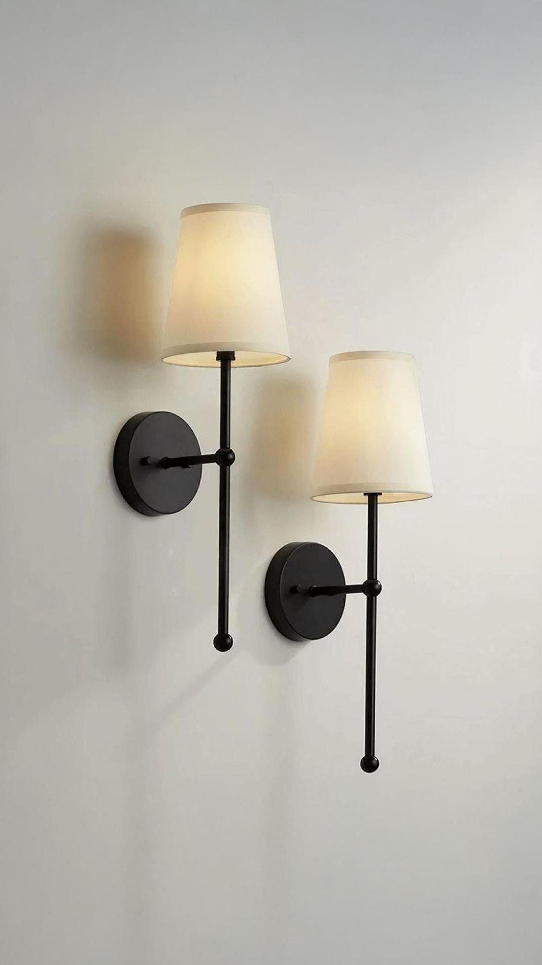 Modern Tasarım 1 Adet Pilli Aplik Aç Kapa Butonlu Kablosuz Krem Abajur Tak Çalıştır Siyah