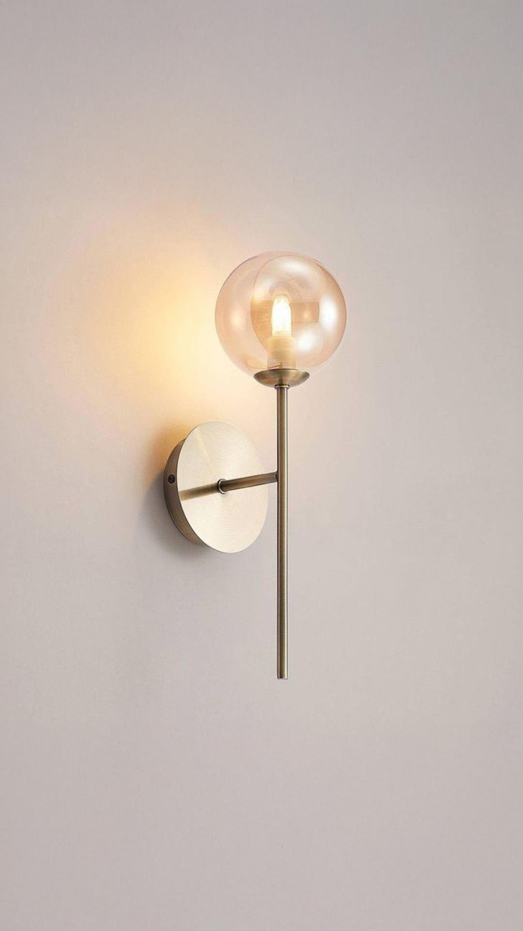 Modern Tasarım Aplik 1 Adet Elektrikle Çalışır Duvar Camlı Aplik Eskitme Gold Bal Camlı