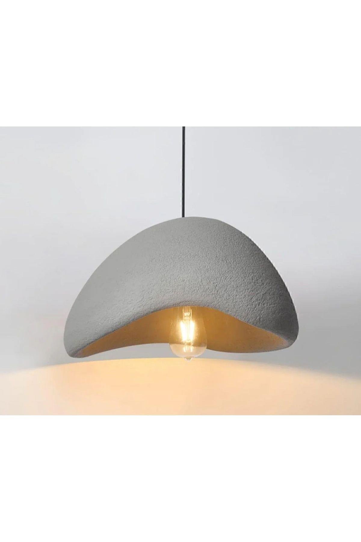 Modern Tasarım Beton Avize Iskandinav 350mm Çap Antrasit Gri