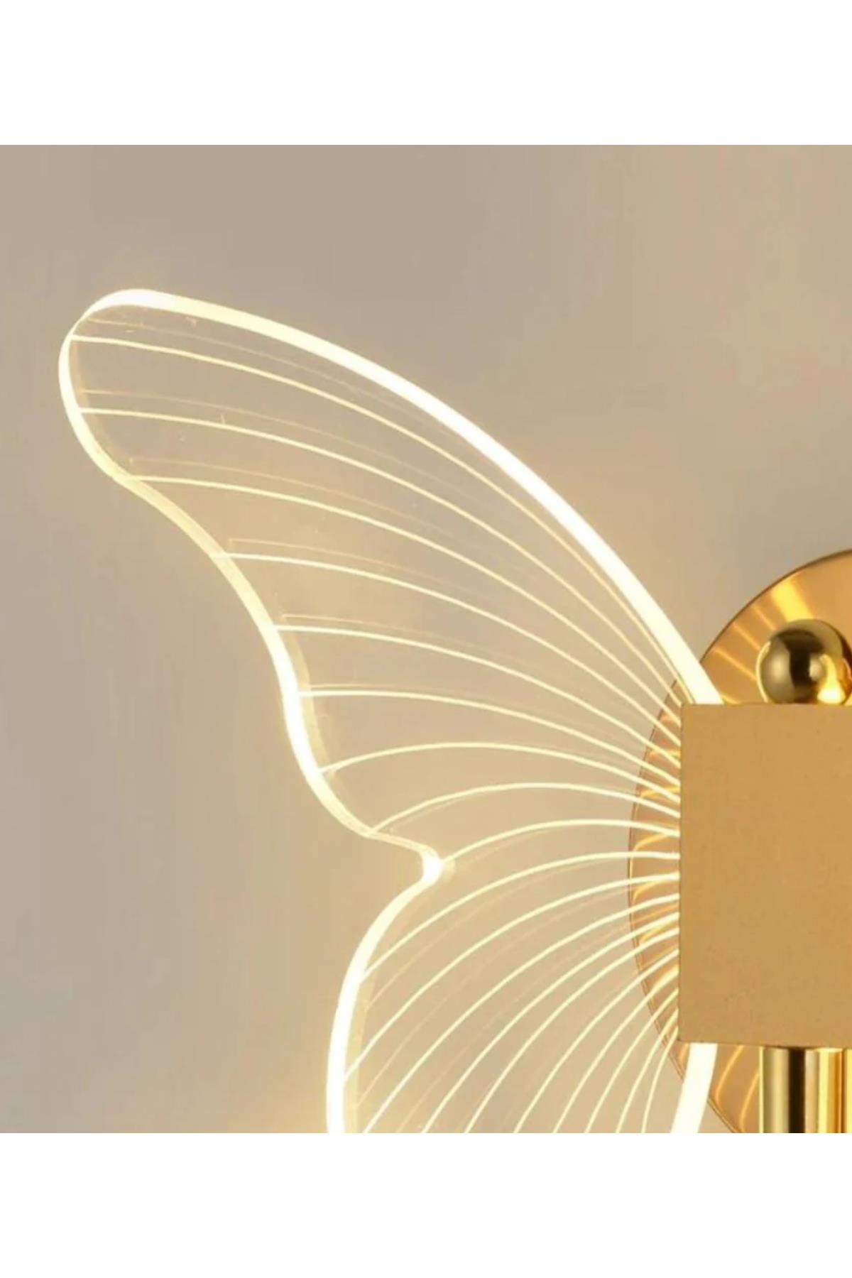 Modern Tasarım Butterfly Kelebek Tavana Sıfır Led Avize Gold Sarı Ledli Avize