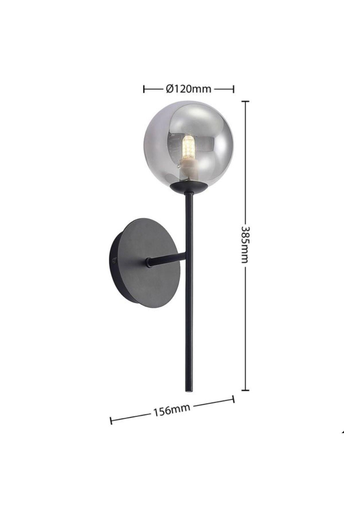 Modern Tasarım Camlı Aplik Krom Gövde Füme Camlı 1 Adet Elektrikle Çalışan