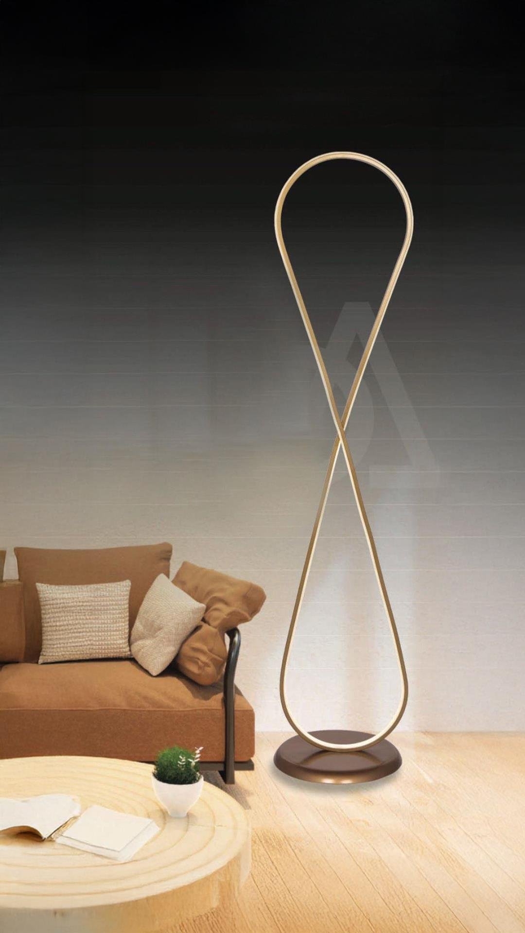 Modern Tasarım Corleone Led Lambader Eskitme Gold Gövde