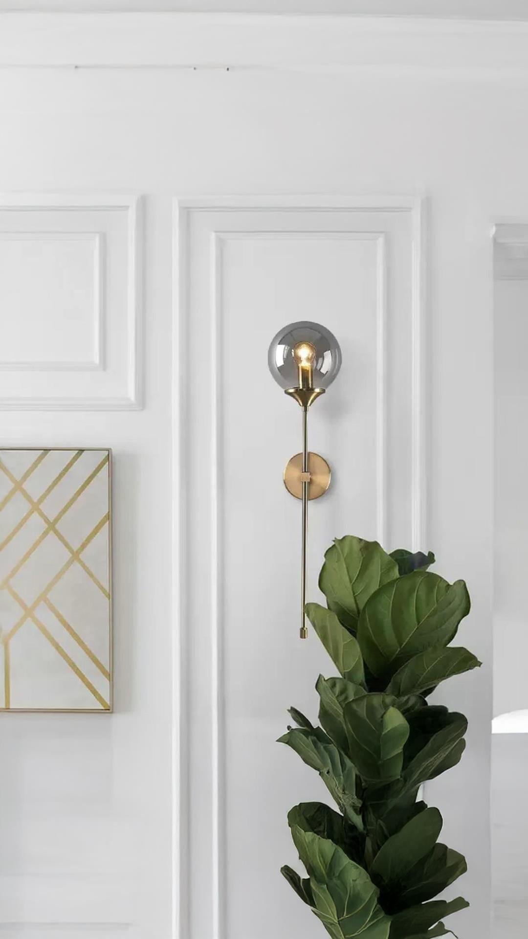 Modern Tasarım Duvar Camlı Aplik Eskitme Gold Bal Camlı
