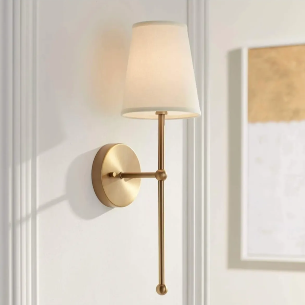 Modern Tasarım Duvar Ledli Pilli Aplik Tak Çalıştır Eskitme Gold Sarı Krem Abajur Gün Işığı Pilli