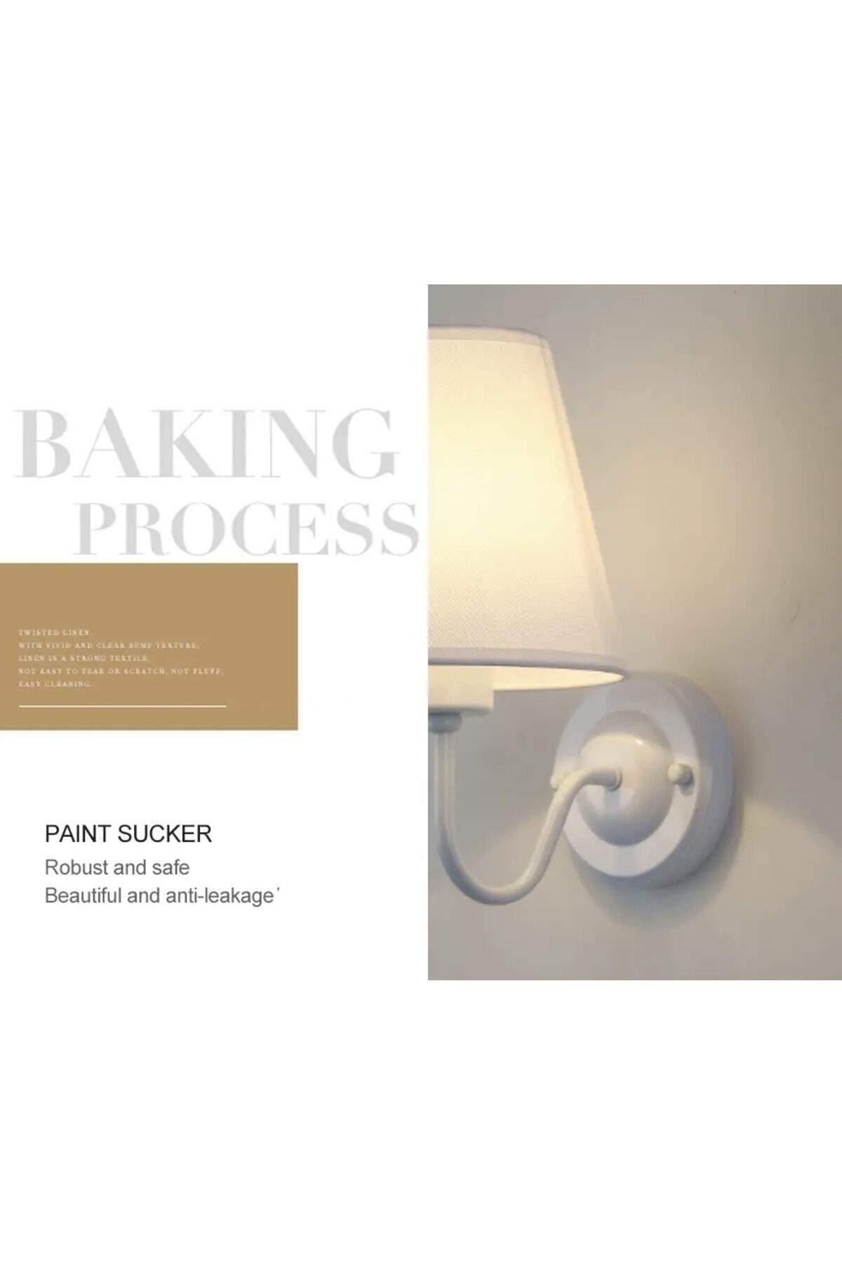 Modern Tasarım Elektrikle Çalışır Duvar Aplik Alp Beyazı Gövde Beyaz Abajur Şık Görsellik