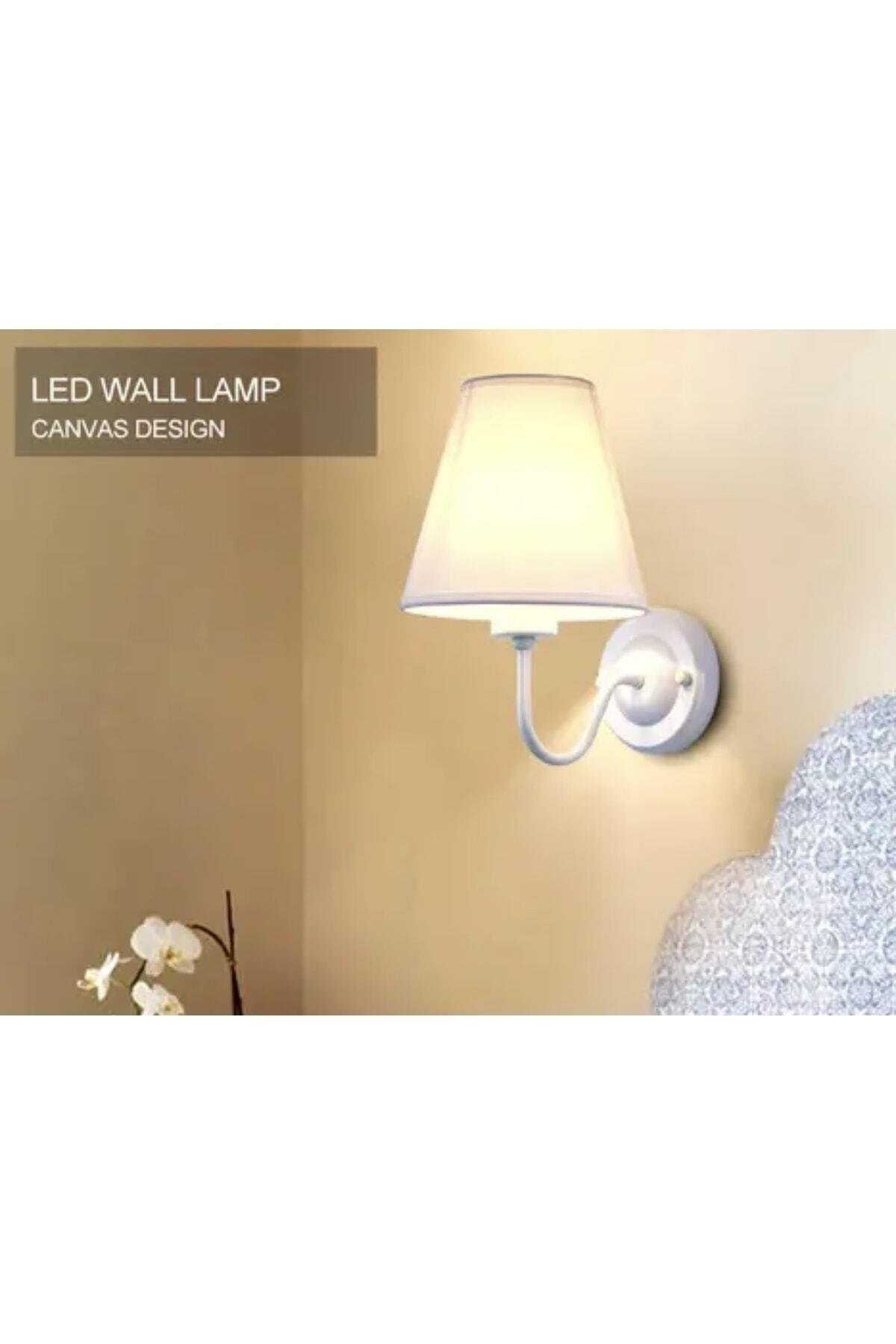 Modern Tasarım Elektrikle Çalışır Duvar Aplik Alp Beyazı Gövde Beyaz Abajur Şık Görsellik