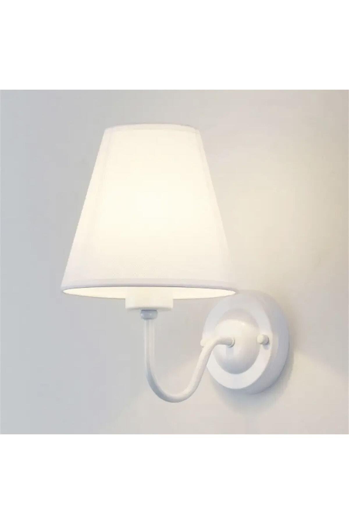 Modern Tasarım Elektrikle Çalışır Duvar Aplik Alp Beyazı Gövde Beyaz Abajur Şık Görsellik