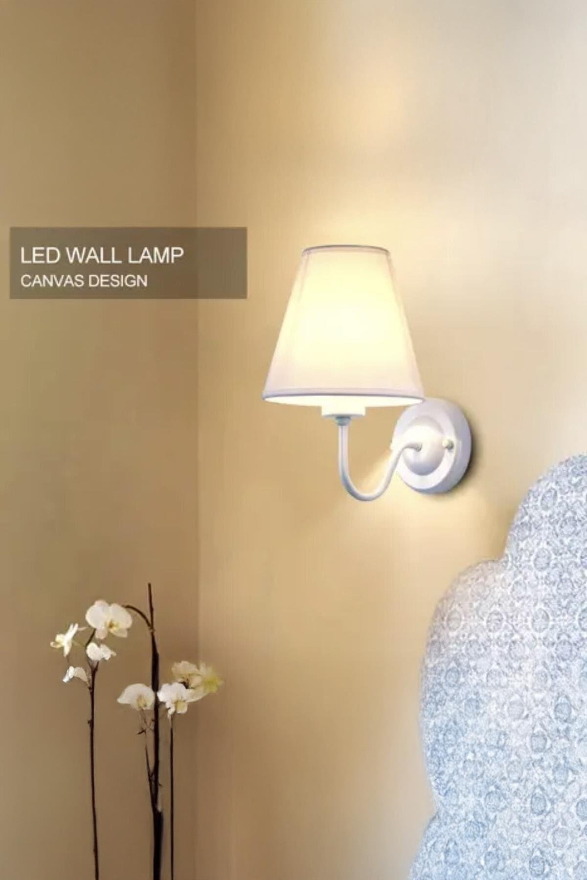 Modern Tasarım Elektrikle Çalışır Duvar Aplik Alp Beyazı Gövde Beyaz Abajur Şık Görsellik