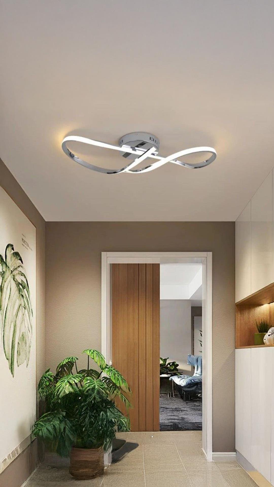 Modern Tasarım Forever Led Avize Plafonyer Tavan Salon Mutfak Oturma Odası Hol Antre Avize Krom