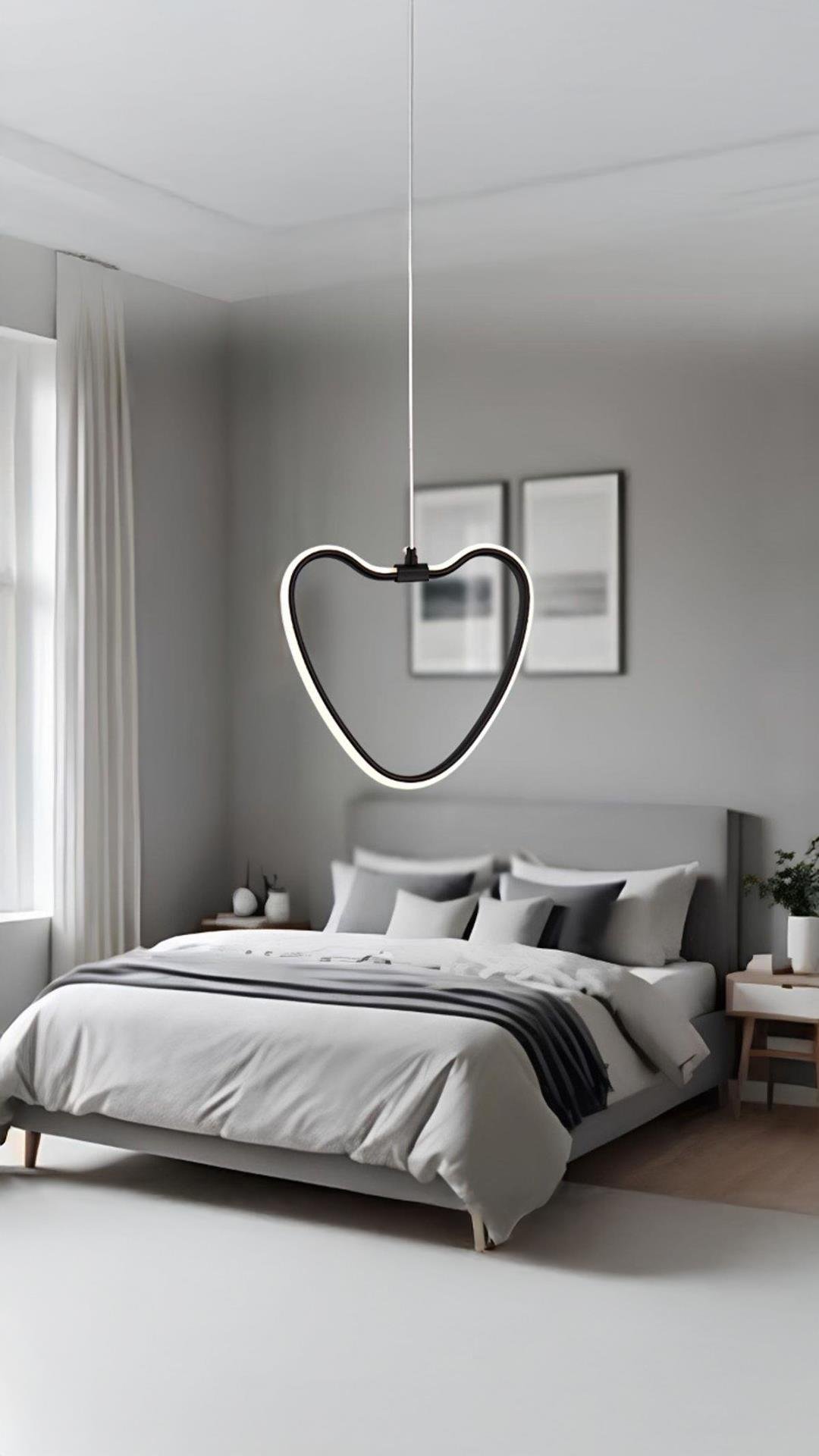 Modern Tasarım Heart Kalp Led Avize Şık Görsel Ledli Uzun Ömürlü 1. Sınıf Kalite Siyah Gövde